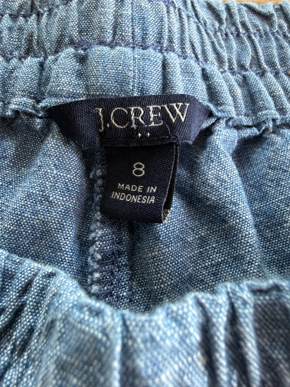 J.Crew Chambray Jogger Pants Size 8 Light Wash Pull-On 100% Cotton Casual